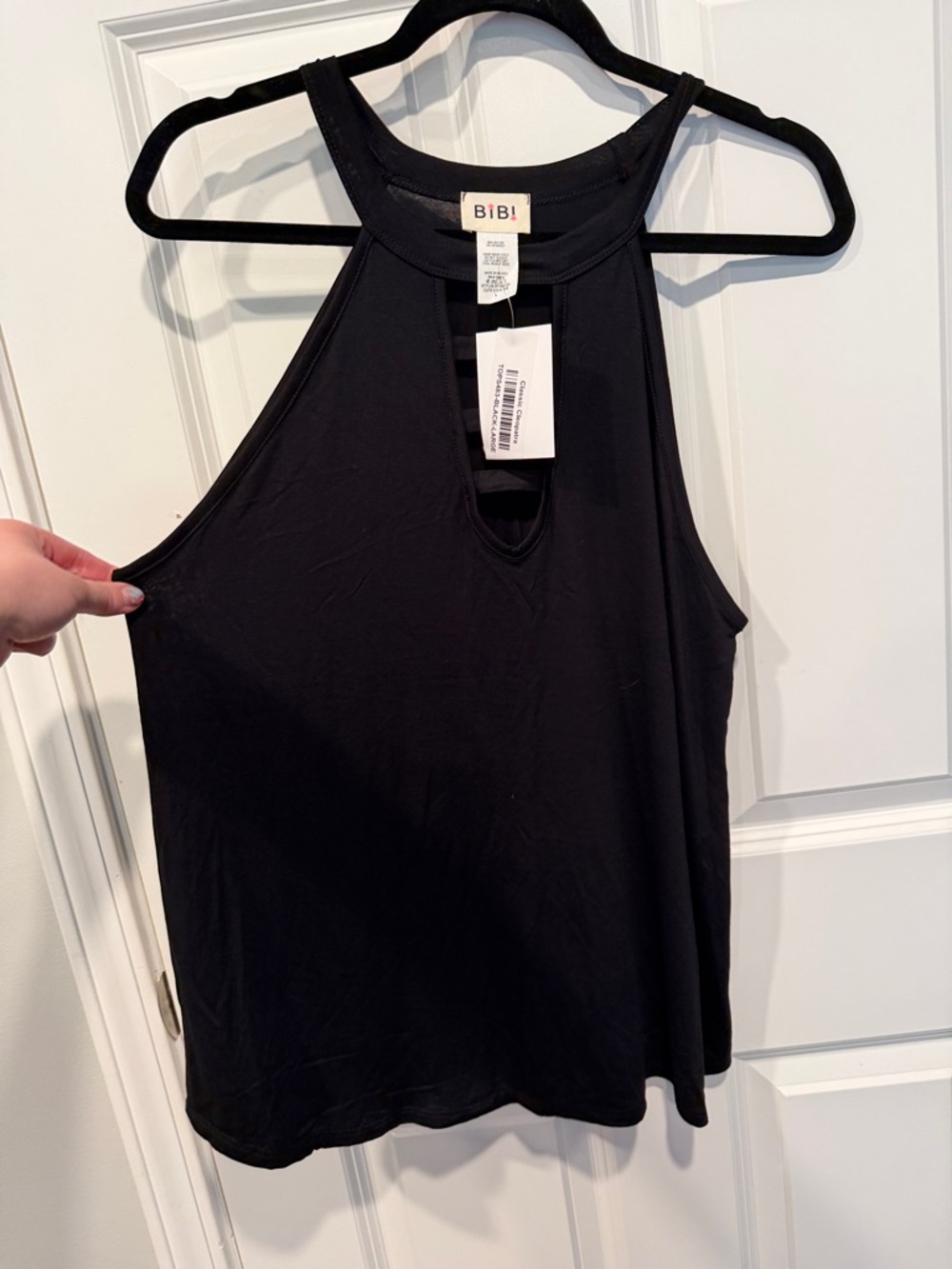 BiBi Black Halter Keyhole Tank Top